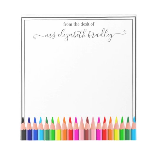 Personalisierter Name | Aus dem Schreibtisch des N Notizblock (Vorderseite)