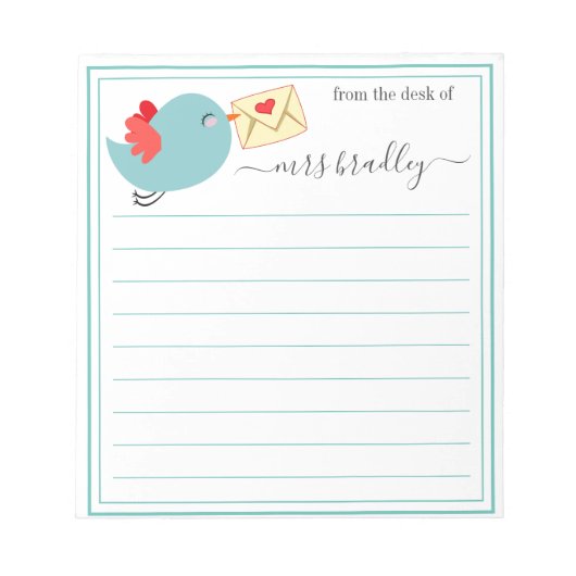 Personalisierter Name | Aus dem Schreibtisch des N Notizblock (Vorderseite)