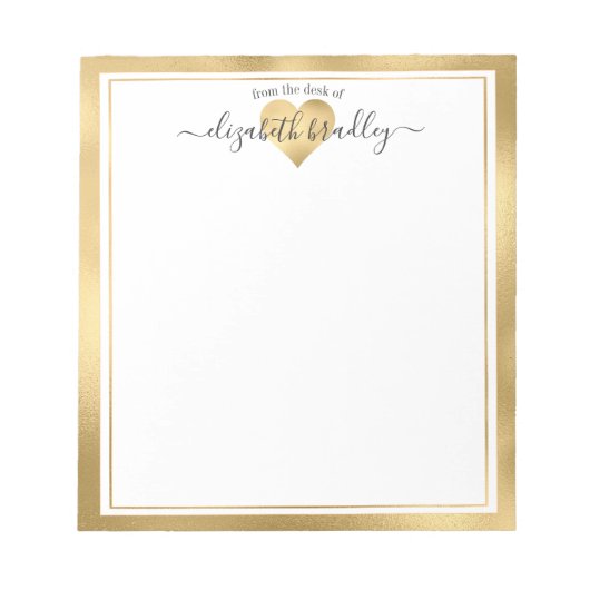 Personalisierter Name | Aus dem Schreibtisch des N Notizblock (Vorderseite)