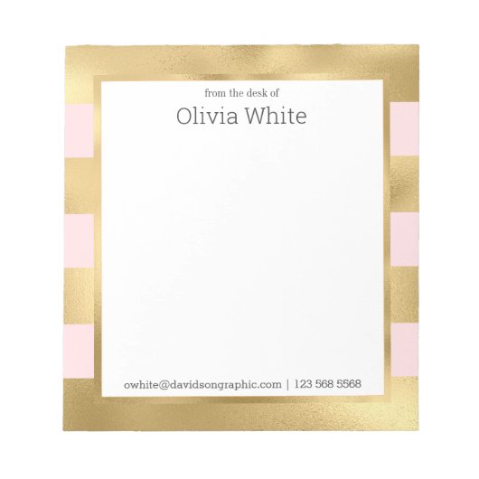 Personalisierter Name | Aus dem Schreibtisch des N Notizblock (Vorderseite)