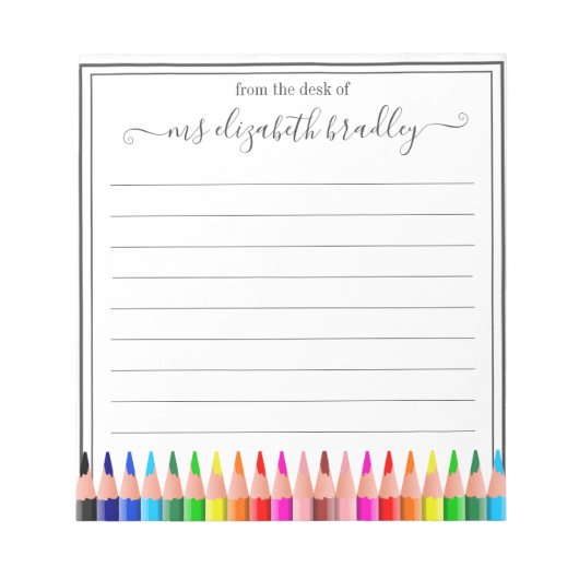 Personalisierter Name | Aus dem Schreibtisch des N Notizblock (Vorderseite)