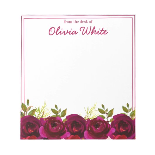 Personalisierter Name | Aus dem Schreibtisch des N Notizblock (Vorderseite)