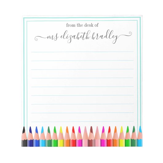 Personalisierter Name | Aus dem Schreibtisch des N Notizblock (Vorderseite)