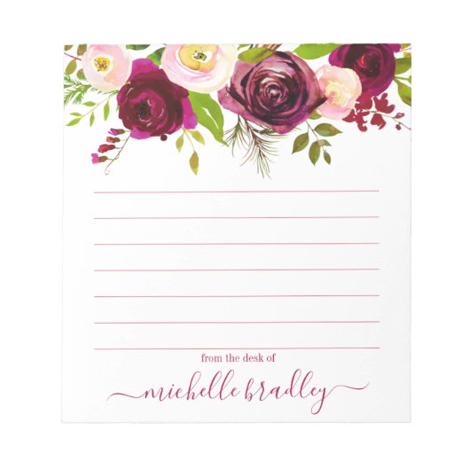 Personalisierter Name | Aus dem Schreibtisch des N Notizblock (Vorderseite)