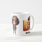 Personalisierter Name & B Verschlafener Morgen Kar Kaffeetasse (VorderseiteRechts)