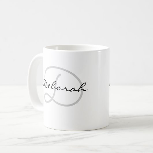 personalisierter Name ~ b&w Monogramm-Idee Kaffeetasse (Vorderseite Links)