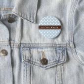 Personalisierter Name Baby Blue Polka Dots Muster Button (Beispiel)