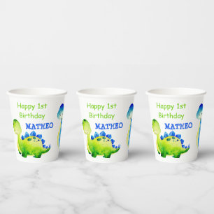Personalisierter Name Baby Dinosaurier Party Pappbecher
