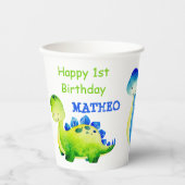 Personalisierter Name Baby Dinosaurier Party Pappbecher (Vorderseite)
