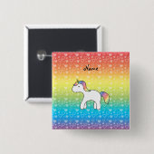 Personalisierter Name Baby Einhorn Regenbogenherze Button (Vorne & Hinten)