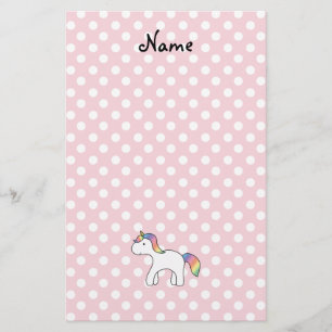 Personalisierter Name Baby Unicorn Pink Polka Punk Briefpapier