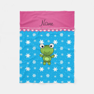 Personalisierter Name Babyfrosch Himmelblau Schnee Fleecedecke