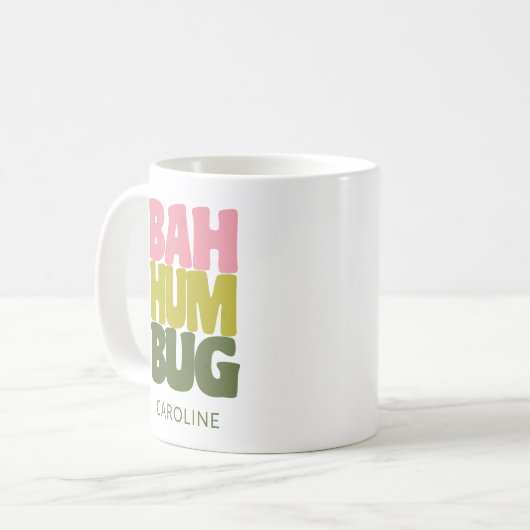 Personalisierter Name Bah Humbug Weihnachtsangebot Kaffeetasse (Vorderseite Links)