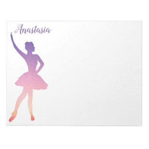 Personalisierter Name Ballerina Mädchen Tanz Notiz Notizblock