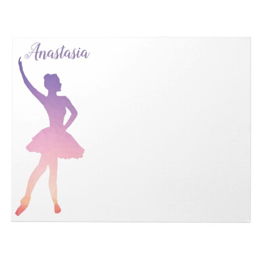 Personalisierter Name Ballerina Mädchen Tanz Notiz Notizblock (Vorderseite)