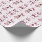 Personalisierter Name Ballerina rosa Muster Geschenkpapier (Ecke)