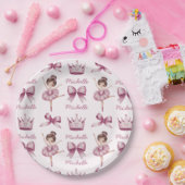 Personalisierter Name Ballerina rosa Muster Pappteller (Party)