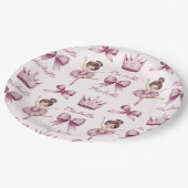 Personalisierter Name Ballerina rosa Muster Pappteller (Schrägansicht)