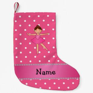 Personalisierter Name Ballerina rosa Pink Pollka P Kleiner Weihnachtsstrumpf