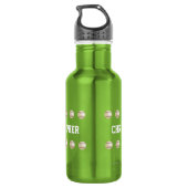 Personalisierter Name, Baseball, Apfelgrün Edelstahlflasche (Rückseite)