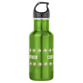 Personalisierter Name, Baseball, Apfelgrün Edelstahlflasche (Vorderseite)