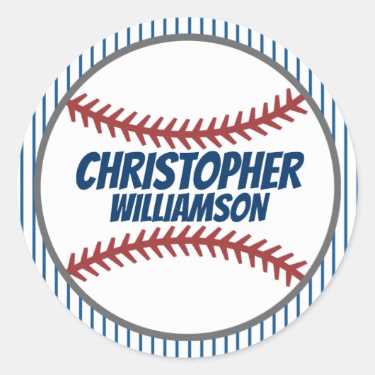 Personalisierter Name Baseball-Aufkleber Runder Aufkleber (Vorderseite)
