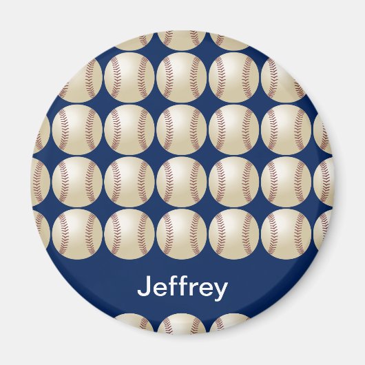 Personalisierter Name Baseball Magnet, blauer Hint Magnet (Vorne)