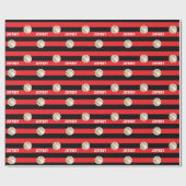 Personalisierter Name Baseball Red & Black Geschenkpapier (Flach)