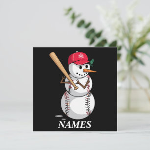 Personalisierter Name Baseball-Schneemann Kugeln S Feiertagskarte