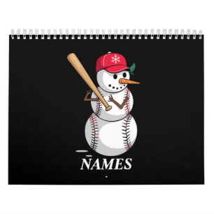 Personalisierter Name Baseball-Schneemann Kugeln S Kalender