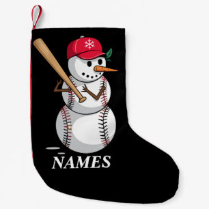 Personalisierter Name Baseball-Schneemann Kugeln S Kleiner Weihnachtsstrumpf