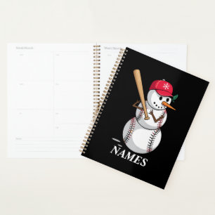 Personalisierter Name Baseball-Schneemann-Kugeln S Planer