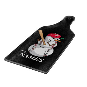Personalisierter Name Baseball-Schneemann-Kugeln S Schneidebrett