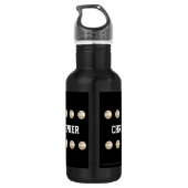 Personalisierter Name, Baseball, Schwarz Edelstahlflasche (Rückseite)