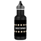 Personalisierter Name, Baseball, Schwarz Edelstahlflasche (Rechts)