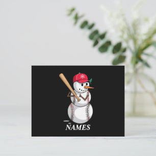 Personalisierter Name Baseball Snowman Balls Snow  Feiertagspostkarte