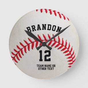 Personalisierter Name Baseballspieler Nummer Runde Wanduhr