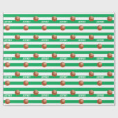 Personalisierter Name Basketball Grün/Weiß Geschenkpapier (Flach)