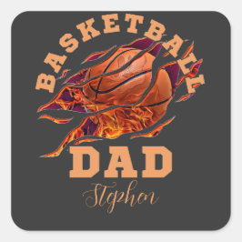 Personalisierter Name Basketball Papa Väter Tag Quadratischer Aufkleber