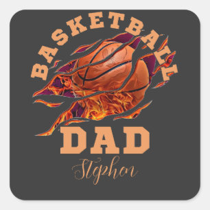Personalisierter Name Basketball Papa Väter Tag Quadratischer Aufkleber