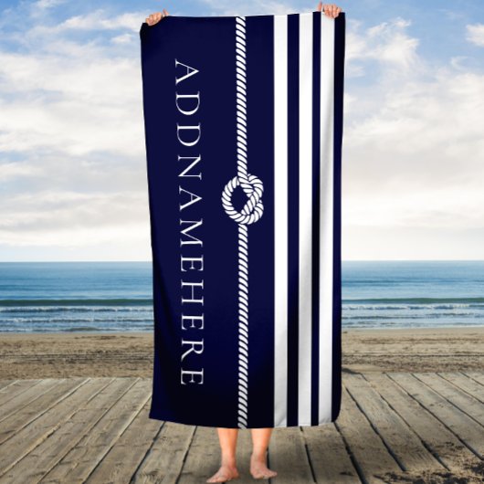 Personalisierter Name Bath Handtuch für Navy Strip Badehandtuch