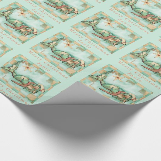 Personalisierter Name Beachy Geschenkpapier (Ecke)