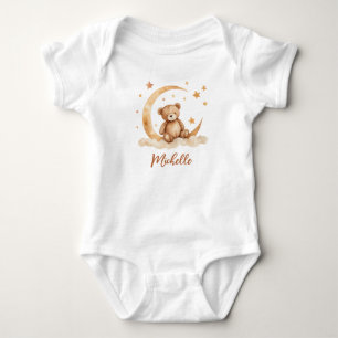 Personalisierter Name Bear Moon & Stars Baby Strampler
