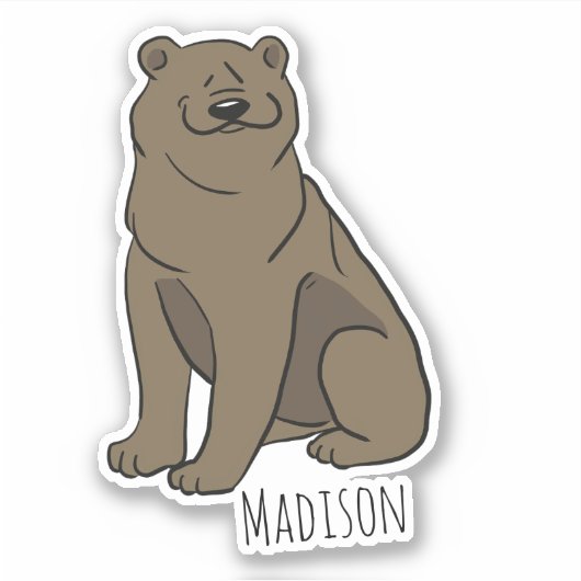 Personalisierter Name Bear Vinyl Sticker (Vorderseite)