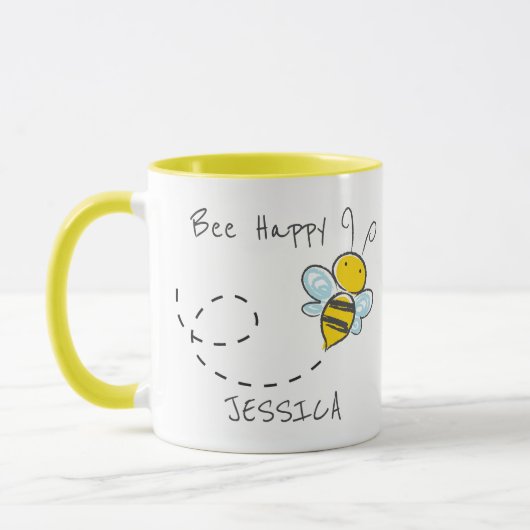 Personalisierter Name | Bee Happy Tasse (Links)