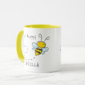 Personalisierter Name | Bee Happy Tasse (Vorderseite Links)