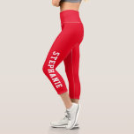 Personalisierter Name Benutzerdefiniert Capri Leggings<br><div class="desc">Personalisierter Name benutzerdefinierten Capri Leggings rot gemacht. Personalisieren Sie dieses benutzerdefinierte DIY-Design mit Ihrem eigenen Namen oder Text. Klicken Sie auf Anpassen,  um Ihre eigenen Farben zu wählen.</div>