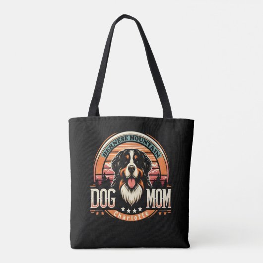 Personalisierter Name Bernese Mountain Hund Mama V Tasche (Rückseite)