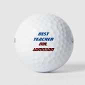 Personalisierter Name, Beste Lehrerin, Blau und Bu Golfball (Vorderseite)
