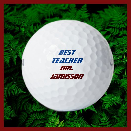Personalisierter Name, Beste Lehrerin, Blau und Bu Golfball